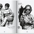 "Robert & Koko Taylor" und "Lightnin' Hopkins" neben einer Illustration von drei Personen, eine zeigt mit dem Finger.