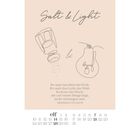 "Salt & Light" und Bibelzitat aus Matthäus 5:13-14. Illustration von Salzstreuer und Glühbirne, darunter Kalender für November.