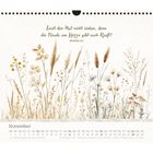 "Lasst den Mut nicht sinken, denn die Freude am Herrn gibt euch Kraft! Nehemia 8,10." Illustration mit Gräsern. November-Kalender.