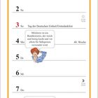 "Mandelmilchreis mit Kirschkompott (4-6 Portionen)" Rezept oben, Kalender unten: "Oktober 2027", Tag der Deutschen Einheit am 3.