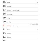 Kalender für November mit Feiertagen. Cartoon: Person nackt an Tür, andere mit Teppich. Text: "Oh - ich dachte, es wäre die Post ..."