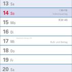 Kalenderblatt für November. Feiertage: Allerheiligen, Martinstag, Volkstrauertag, Buß- und Bettag, Totensonntag, 1. Advent.