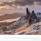 Text: „November. Mo Di Mi Do Fr Sa So“ mit entsprechenden Daten. 
Kalenderbild von schneebedeckter Felslandschaft bei Sonnenuntergang.