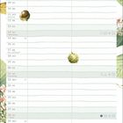 Text: November, Daten mit Feiertagen. Illustration: Vögel und Nüsse, sanfte Farben und Herbstblätter.