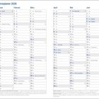 Jahresplaner 2028 mit Feiertagen von Januar bis Juni, einschließlich Neujahr, Karfreitag und Ostern. Kalenderdarstellung.