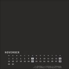November-Kalender. Feiertage: 1., 11., 14., 17., 21., 28. Tage 7, 14, 21, 28 hervorgehoben.