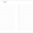 Text "To-dos" oben. Darunter zwei Spalten mit Linien und Kreisen für Aufgabenlisten.