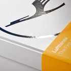"Lufthansa The First 100 Years" steht auf einem gelben Buchrücken, Logo mit stilisiertem Kranich sichtbar.
