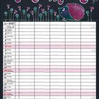 Kalenderblatt für November 2027, geschmückt mit bunten Blättern und einem Igel in einer blumigen Szene.