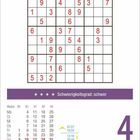„Schwierigkeitsgrad: schwer“ steht unter einem Sodoku. Kalender zeigt Montag, 4. Oktober.