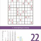 "Schwierigkeitsgrad: schwierig. Kalender zeigt Freitag, 22. Oktober. Sudoku-Raster mit teils ausgefüllten Zahlen."