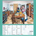 Text oben: "November". 
Kalender mit Daten und Feiertagen. 
Rezept: "Knusprige Kürbisbällchen". 
Illustration: Zwei Frauen in altertümlicher Küche.