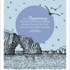 Text: "Nur Begeisterung hilft über die Klippen hinweg..."
Im Hintergrund blau gepunkteter Himmel, Klippen und zwei Möwen.