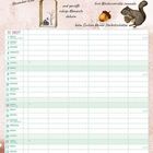 "Macht's euch schön im November" steht oben. Eule mit Schal links, Eichhörnchen rechts, Kalender für November unten.