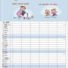 "MONATSPLAN. WIR SPIELEN DRINNEN. WIR MACHEN DRECK. ANDERE MACHEN SAUBER. WIR BEGINNEN VON VORNE." Kalenderlayout.