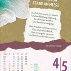 „Das Fräulein stand am Meere“, Gedicht von Heinrich Heine. Kalender zeigt 4|5 September, Samstag und Sonntag.