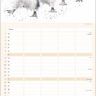 November-Kalenderblatt mit drei tanzenden Pinguinen. Illustration von Hannah Dale. Tabellen für Termine.