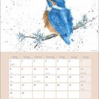 Kalender für November mit Feiertagen. Oben ein Eisvogel in Aquarell, detailreich auf einem Ast sitzend.