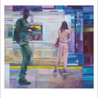 "Subway Station", 2013, Gemälde von Erik Schmidt. Zwei Menschen stehen in abstrakter U-Bahn-Szene.