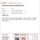 ITALIENISCH IM ALLTAG. Online-Buchung im Agriturismo, Auswahl von Daten, Personenanzahl. Kalender: Samstag 24, Sonntag 25 April.