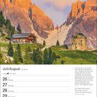 "Juli/August, 30. Woche. 26. Montag. Nationalfeiertag (CH) 1. Sonntag. Hütte mit Berg im Hintergrund."