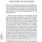 Seite 26. Woche 4: Dein Körper ist ein Tempel. Einheit 1. Text über biblische Verse und Körperbewusstsein.