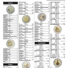 Bewertungen der 2-Euro-Sondermünzen. Enthält Tabellen mit Münzdetails und Abbildungen von Euromünzen aus verschiedenen Ländern.