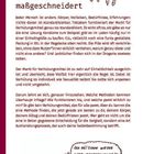 "Verhütung maßgeschneidert." Text über individuelle Verhütungsmittel. Unten eine Illustration von zwei Figuren mit Sprechblase: "Och nö! Schon wieder diese RiesenKondome?!"