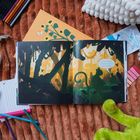 „Lass uns deine Wut doch einmal ganz in Ruhe betrachten.“ Illustration eines Dschungels mit Tieren. Bunte Stifte, Timer und Kissen.