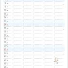 Kalenderseite November, Wochentage und Feiertage. Illustration: Küste mit Leuchtturm, Spaziergänger und Möwen.