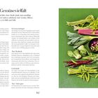 "Exotische Gemüsevielfalt. Schlendert man in Thailand über einen Markt, findet man unzählige Gemüsesorten, die Europäern nahezu unbekannt sind. Gemüse, Blätter, Wurzeln und Kräuter gibt es in Hülle und Fülle."

Auf der linken Seite steht Text über exotische Gemüsesorten aus Thailand. Rechts ist Gemüse auf grünem Hintergrund.