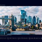 11 November. Skyline von London mit der Tower Bridge über die Themse vor modernem Hochhaus-Hintergrund.