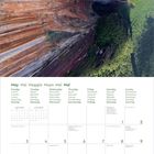 Kalenderblatt für Mai 2027 mit Wochentagen in mehreren Sprachen. Bild zeigt einen hohen Wasserfall in einer Schlucht.