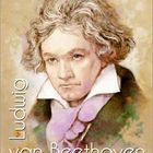 "Ludwig van Beethoven", Novemberkalender; Aquarellgemälde eines Mannes mit grauem Haar, formeller Kleidung vor hellem Hintergrund.