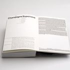 Eine aufgeschlagene Buchseite mit dem Titel "Champagne Supernova" und viel fließendem Text darunter.