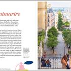 Montmartre: Nahe am Stadtzentrum verbindet das Viertel Pariser Savoir-vivre und historisches Erbe. Szene mit Treppen und Häusern.