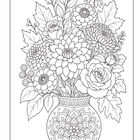 Eine detaillierte Illustration eines Blumenstraußes in einer dekorativ gemusterten Vase.