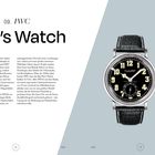 Text: "09. IWC Pilot's Watch"
Details: Modellbeschreibung und Spezifikationen.
Abbildung: Stilvolle Uhr mit schwarzem Zifferblatt.
