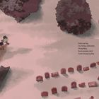 Der Text beschreibt die Feier von Ching Ming im Frühling. Eine Familie geht durch einen friedlichen Friedhof.