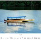 Text: "Amazonas", "12", "CASARES EDITION". Ein Holzboot mit blauem Dach fährt auf einem ruhigen Fluss, umgeben von Wald.