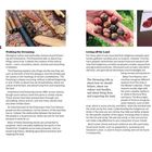 Texte: "Australia’s First Nations People", "Walking the Dreaming", "Living off the Land", "The Difficult Date". Links ein Porträt, mittig traditionelle Werkzeuge, rechts Früchte und Dessert.