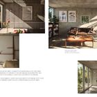 Zahlen 122 und 123 oben. Texte "NOW" und "PAST" mit Lorem Ipsum. Bilder zeigen helle, modern eingerichtete Räume mit viel Licht.