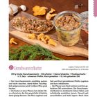 Rezepte 111. Eierschwammerlbutter. Zutaten: Eierschwammerln, Butter, Schalotte, Knoblauch, Salz, Pfeffer, Dill. Auf einem Brett: Brot, Pilze, Dill.