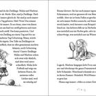 Text über Zwillinge Malin und Marlene, Fußball und Schminke. Links ein Mädchen mit Ball, rechts eines vor einem Spiegel.