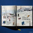 Texte: "Chapter 1 LIFE IN COMMON", "History", "Children's Stories", "Love and Family", "Everyday Life", "Civic Life". 

Eine Winterillustration zeigt ein Dorf.
