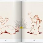 Illustration: Zwei cartoonartige Figuren, ein sitzender Mann links, eine stehende Frau rechts, beide heben eine Hand.