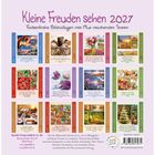 "Kleine Freuden sehen 2027. Farbenfrohe Bildcollagen mit Mut machenden Texten." Kalender mit Monatsmotiven und Sprüchen.