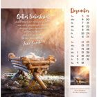 Text: „Gottes Liebesbrief. Jedes Wort...“ Rechts ein Kalender für Dezember. Links eine Krippe in einer Höhle.