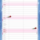 Kalenderseite für Dezember: Enthält Daten und Feiertage. Illustration unten: Zwei tanzende Tiere im Schnee.