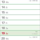 Kalender von Dezember: Mehrere Feiertage, Advents-Sonntage rot markiert. Weihnachten am 25. und 26., Silvester am 31.